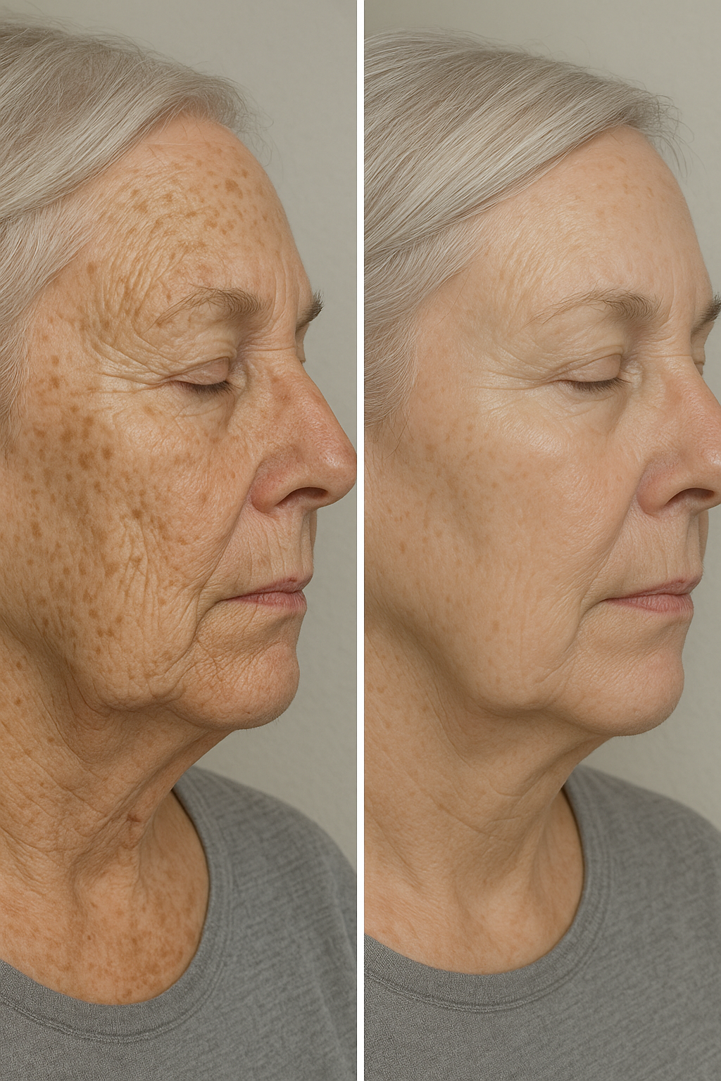 Before and after results - sun damage and hyperpigmentation improvement